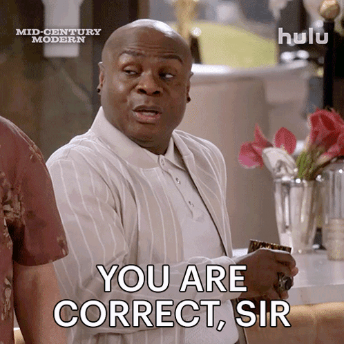 A Man Says " You Are Correct Sir " In Front Of A Hulu Ad GIF