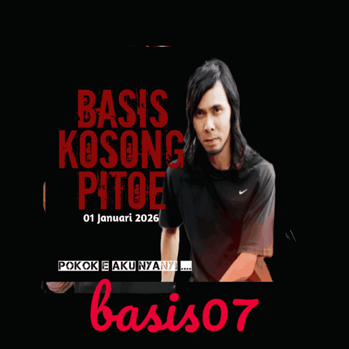 A Man Singing Into A Microphone With The Words Basis Kosong Pitoe In Red Behind Him GIF