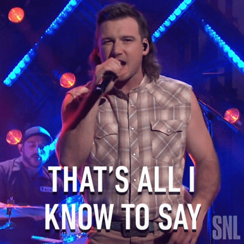 A Man Singing Into A Microphone With The Words That 'S All I Know To Say GIF