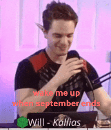 a man singing into a microphone with the words wake me up when september ends written below him