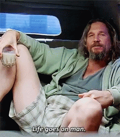 A Man Sitting In A Car With The Words Life Goes On Man On The Bottom GIF