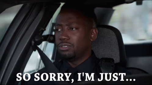 A Man Sitting In A Car With The Words So Sorry I 'M Just GIF