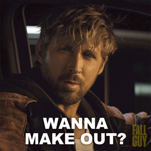 A Man Sitting In A Car With The Words Wanna Make Out GIF