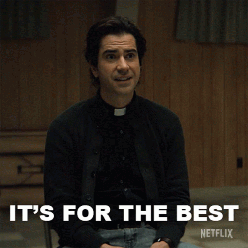 A Man Sitting In A Chair With The Words " It 'S For The Best " Written Below Him GIF