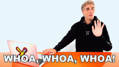 A Man Sitting In Front Of A Laptop With The Words Whoa Whoa Whoa Written Below Him GIF