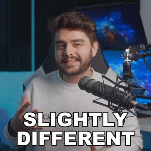 A Man Sitting In Front Of A Microphone With Slightly Different Written On The Bottom GIF