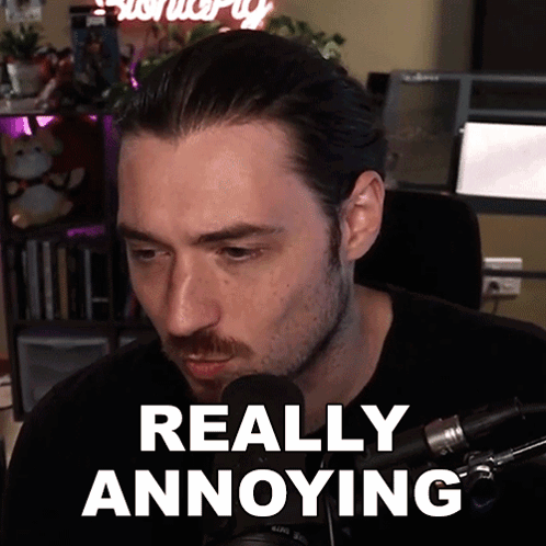 Man Sitting In Front Of Microphone With Really Annoying Text GIF