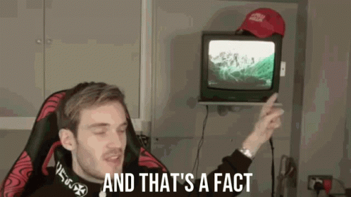 A Man Sitting In Front Of A Television With The Words And That 'S A Fact Below Him GIF