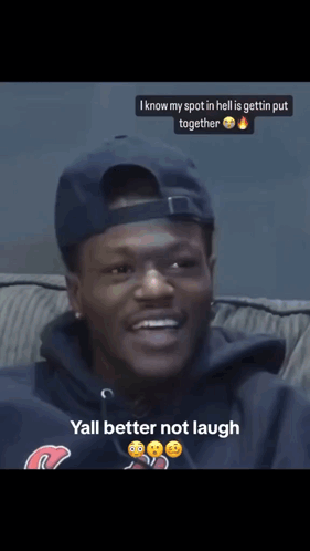 A Man Sitting On A Couch With A Caption That Says " Yall Better Not Laugh " GIF