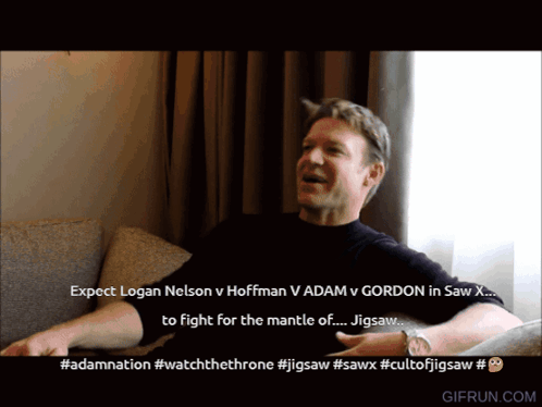 Couch Scene With Logan Nelson And Others In Saw X GIF