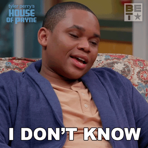 A Man Sitting On A Couch With The Words I Don 'T Know GIF