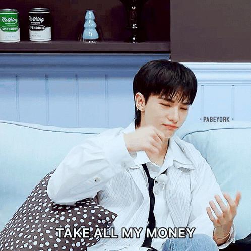 Man Sitting On Couch Take All My Money GIF