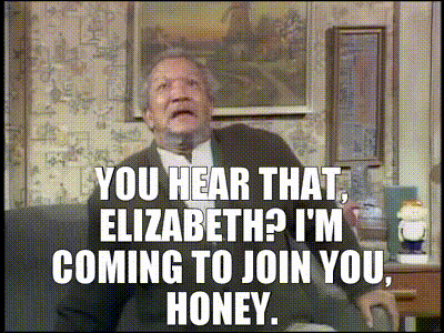 a man sitting on a couch with the words you hear that elizabeth
