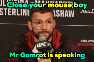 A Man Speaking Into A Ufc Microphone With A Caption That Says Close Your Mouse Boy Mr Gamrot Is Speaking GIF