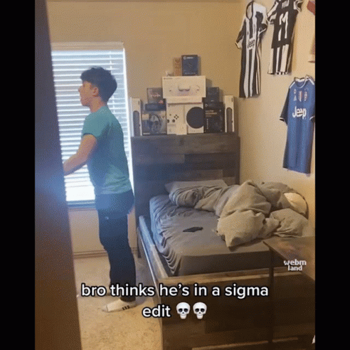 Man In Front Of Bed With Bro Thinks He's In Sigma GIF