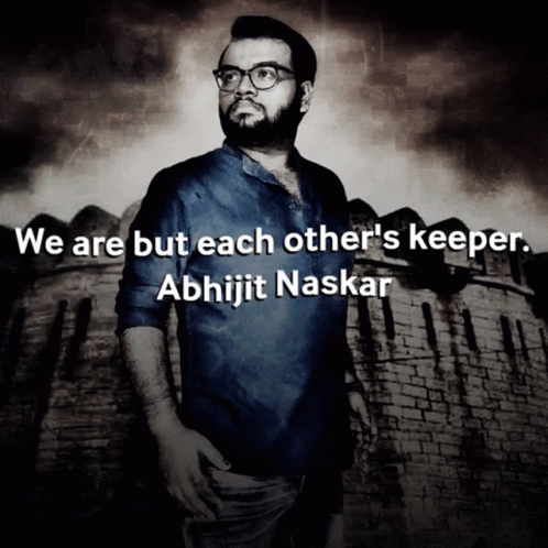 A Man Standing In Front Of A Brick Wall With A Quote By Abhijit Naskar GIF