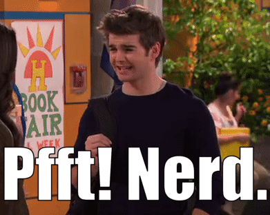 A Man Standing In Front Of A Sign That Says Book Fair On It GIF