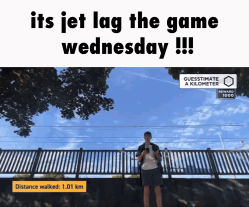 A Man Standing Next To A Fence With The Words Its Jet Lag The Game Wednesday !!! GIF