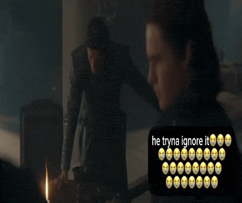 A Man Standing Next To Another Man With The Words He Tryna Ignore It On The Bottom GIF