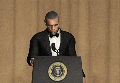 A Man Stands At A Podium With The Seal Of The President Of The United States GIF