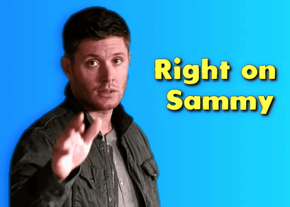 A Man Stands In Front Of A Blue Background With The Words Right On Sammy GIF