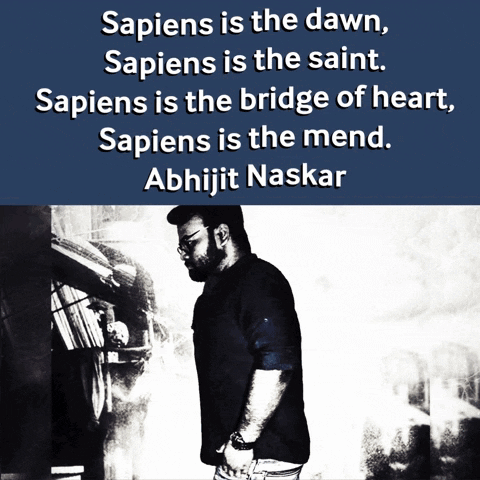 A Man Stands In Front Of A Book Shelf With A Quote By Abhijit Naskar GIF