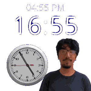 a man stands in front of a clock that says 1655 on it