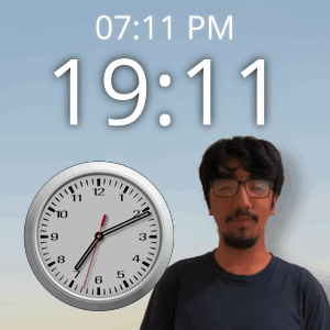 A Man Stands In Front Of A Clock That Says 19:11 GIF
