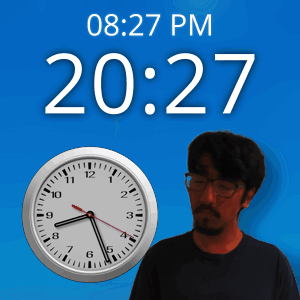 A Man Stands In Front Of A Clock That Says 20:27 GIF