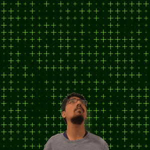 A Man Stands In Front Of A Green Background With The Number 11 GIF