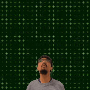 A Man Stands In Front Of A Green Background With The Number 14 GIF