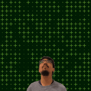 A Man Stands In Front Of A Green Background With The Number 19 In Yellow GIF