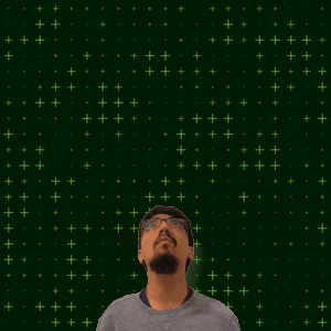 A Man Stands In Front Of A Green Background With The Number 9 And 4 GIF