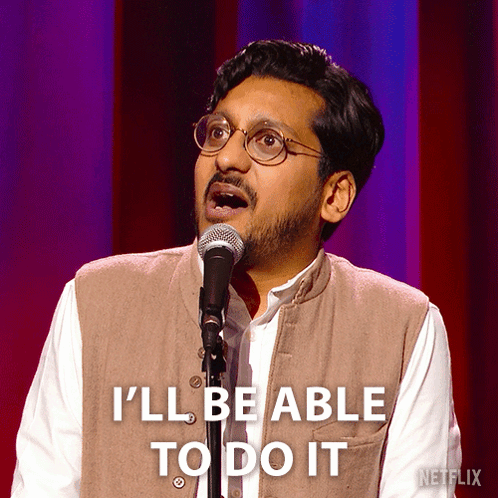 A Man Stands In Front Of A Microphone With The Words I 'Ll Be Able To Do It Behind Him GIF