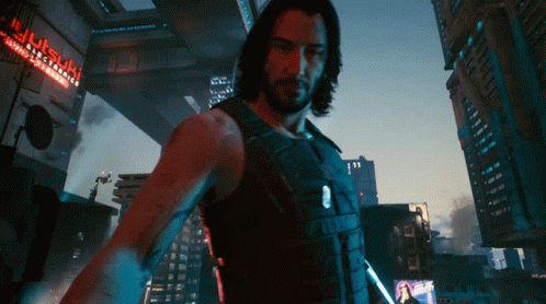 A Man Stands In Front Of A Sign That Says ' Samurai ' GIF