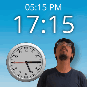 A Man Stands In Front Of A Wall Clock That Says 15:15 Pm GIF