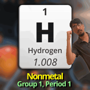 A Man Stands Next To A Sign That Says Hydrogen GIF