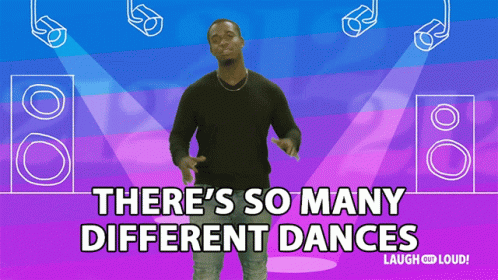 A Man Stands On A Stage With The Words There 'S So Many Different Dances GIF
