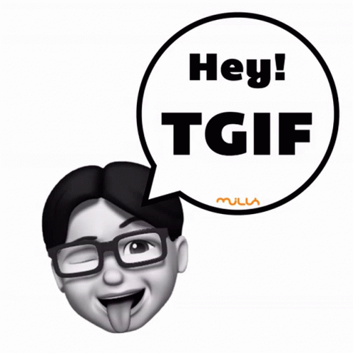 A Man Sticking Out His Tongue With A Speech Bubble That Says Hey Tgif GIF