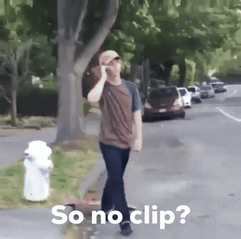 A Man Talking On A Cell Phone While Walking Down The Street With The Words So No Clip Below Him GIF