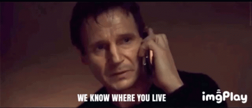 A Man Talking On A Cell Phone With The Words " And We Will Take It From You " GIF