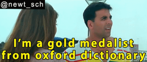 A Man Talking To A Woman With The Words I 'M A Gold Medalist From Oxford Dictionary GIF