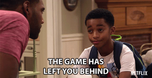 A Man Talking To A Young Boy With The Words The Game Has Left You Behind On The Bottom GIF