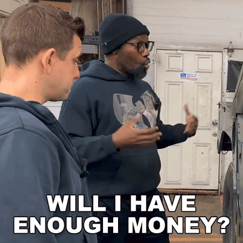 A Man Talking To Another Man And Asking If He Has Enough Money GIF