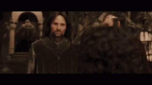 A Man Talking To Another Man With The Words You Have My Sword And Give Me Might You Slacker On The Bottom GIF