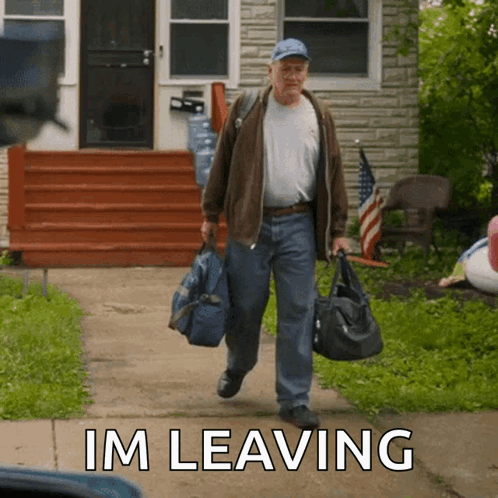 Man Walking With Bag Saying Im Leaving GIF