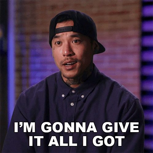 A Man Wearing A Baseball Cap And A Blue Shirt Says I 'M Gonna Give It All I Got GIF