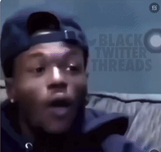 A Man Wearing A Baseball Cap Is Sitting On A Couch With The Words Black Twitter Threads Behind Him GIF