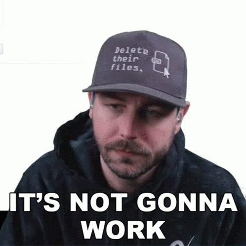 A Man Wearing A Baseball Cap That Says Delete Their Files GIF