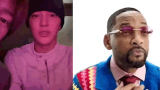 A Man Wearing A Beanie And Sunglasses Next To A Man Wearing A Tie And Sweater . GIF